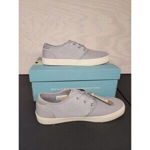 TOMS Men's SZ 7.5 Carlo Drizzle Grey canvas Suede Sneakers Shoes Ortholite New